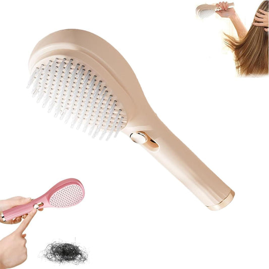 Retractable Hair Brush with Self-Cleaning Bristles - Ergonomic Handle, Anti-Static, Telescopic Design for All Hair Types and Wigs, One-Click Cleaning Hair Comb for Women and Men