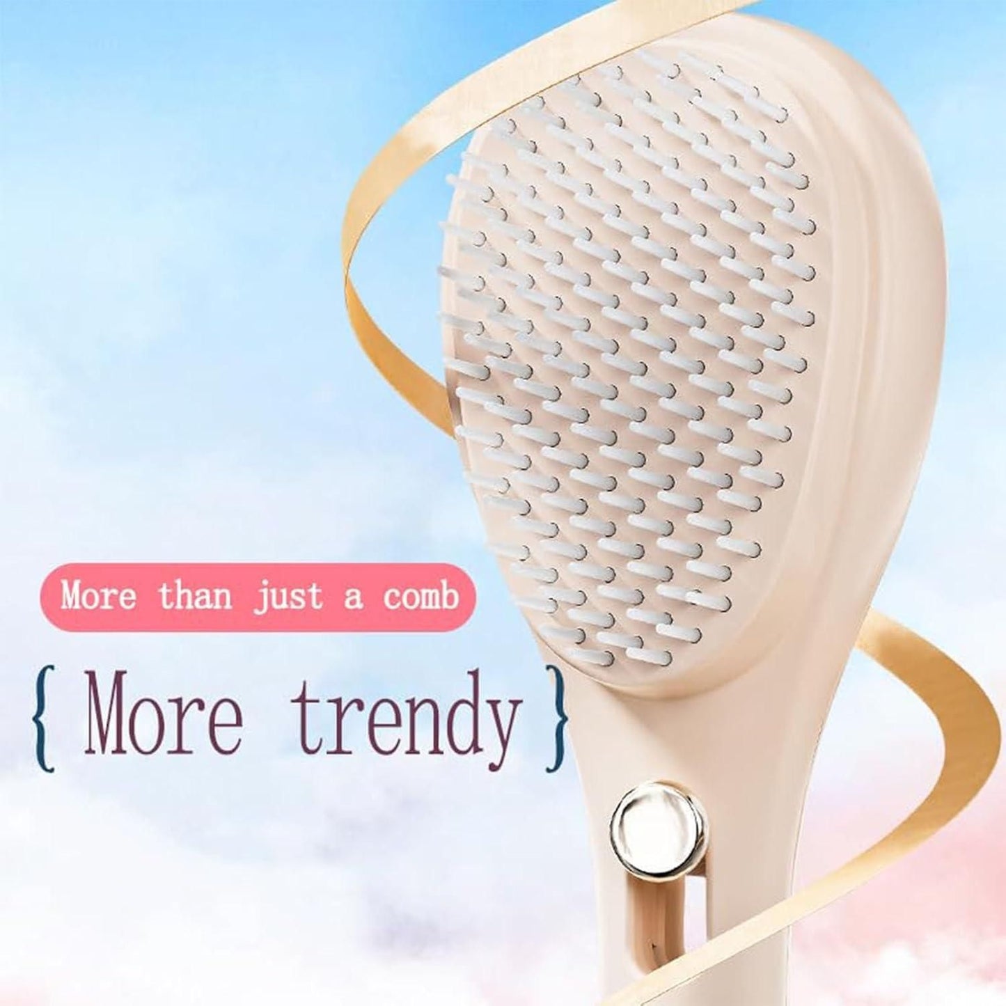 Retractable Hair Brush with Self-Cleaning Bristles - Ergonomic Handle, Anti-Static, Telescopic Design for All Hair Types and Wigs, One-Click Cleaning Hair Comb for Women and Men