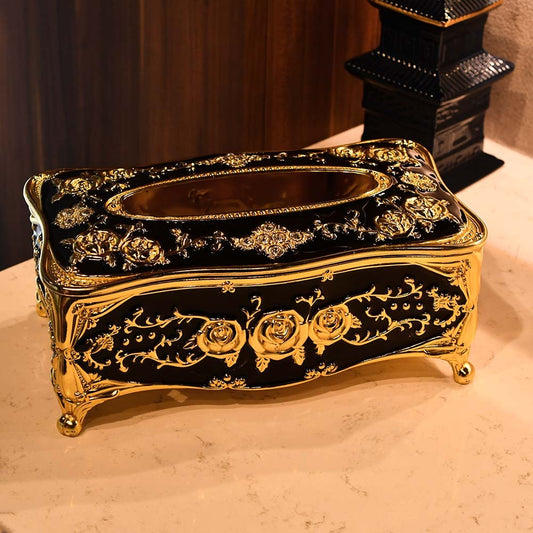 Tissue paper box gold and black